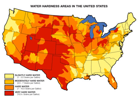USA hard water map areas